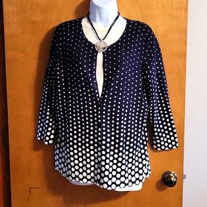 "Christopher and Banks" cardigan  sweater.  Size L Navy and white
